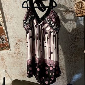 NWOT Charlotte Russe purple polyester tie-neck, going out, summer blouse.